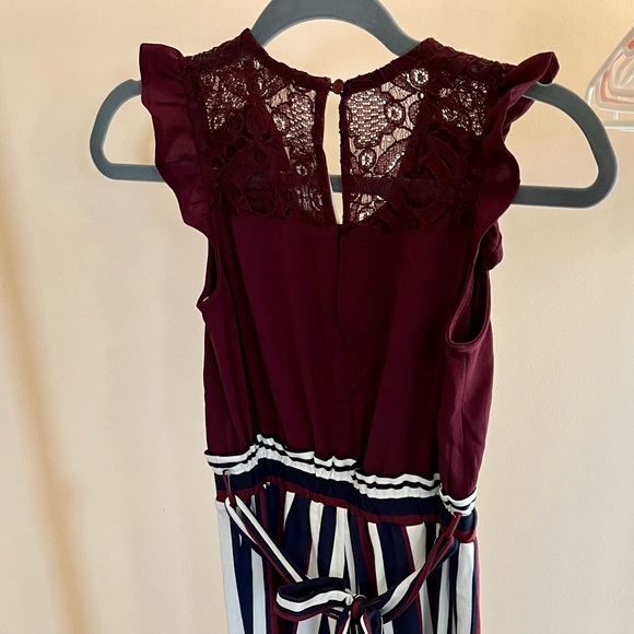 Cranberry and navy Girls Long Jumper size 12 - Picture 3 of 4